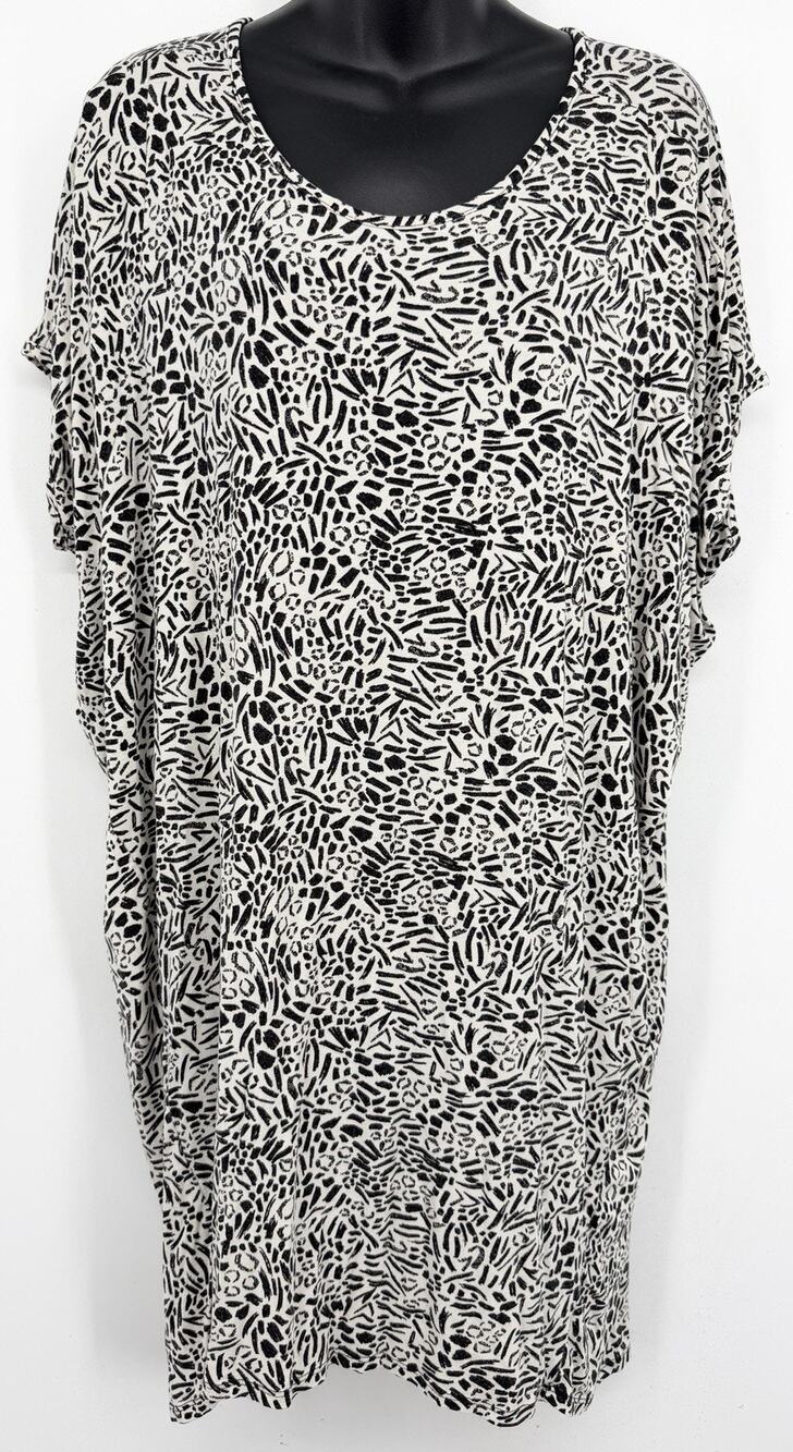 Always Aline Hawaii Womens Dolman Dress Large Abstract Black White Stretch